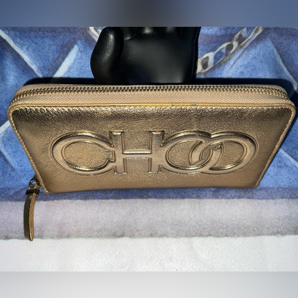 SOLD- Jimmy Choo Bettina Gold Zip Around Wallet - Picture 5 of 16